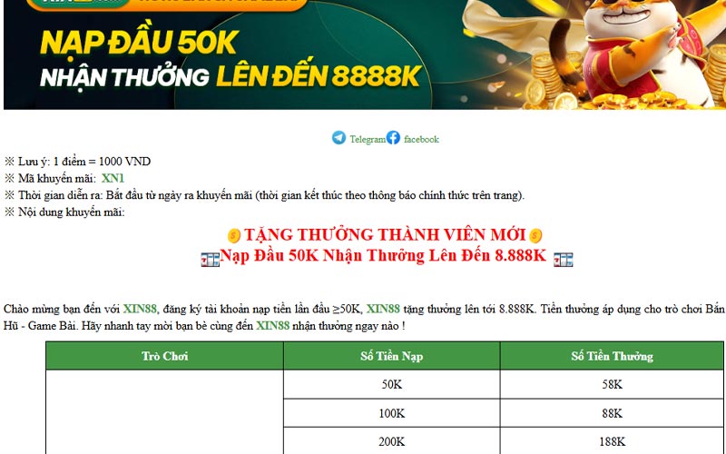 Ưu đãi nạp đầu tại XIN88